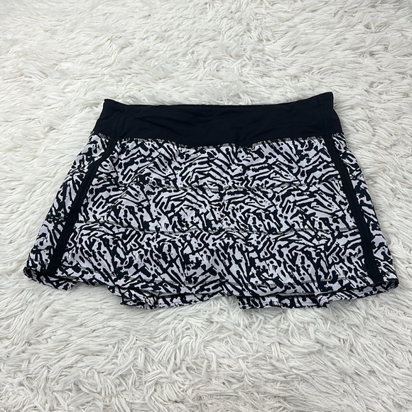 Lululemon Pace Rival Skirt *4-way Stretch (Regular) Brushed Animal White Black - Picture 1 of 7